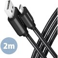 Obrázok pre výrobcu AXAGON BUMM-AM20AB, HQ kabel Micro USB <-> USB-A, 2m, USB 2.0, 2.4A, ALU, oplet, černý