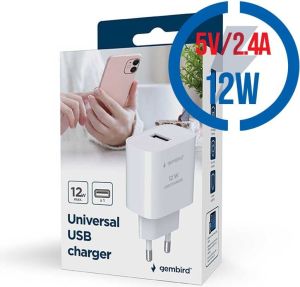 Obrázok pre výrobcu GEMBIRD TA-UC-1A12-01, Nabíjačka, USB-A, 12W, biela