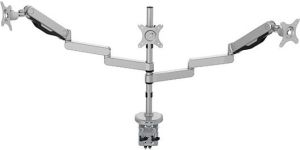 Obrázok pre výrobcu Polohovatelný držiak pre 3 monitory, 2-9KG, svorka a priechodka stola, 17"-30", USB HUB, 75x75/100x100, šedý