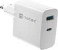 Obrázok pre výrobcu Univerzální USB nabíječka Natec RIBERA GaN 1X USB-A + 1X USB-C 65W, Bílá