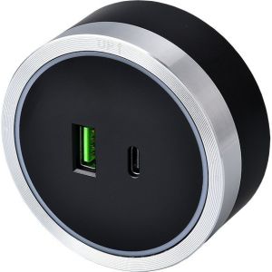 Obrázok pre výrobcu Viking zásuvkový modul A60, 1x USB-A, 1x USB-C, PD, stříbrno-černá