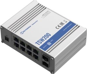 Obrázok pre výrobcu Teltonika PoE+ Unmanaged Switch 8, 10/100/1000, 2x SFP ports - TSW200