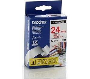 Obrázok pre výrobcu Brother - TZe-252, bílá / červená - 1 ks (24mm, laminovaná)