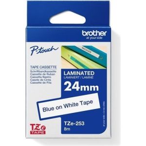 Obrázok pre výrobcu Brother - TZe-253, bílá / modrá (24mm, laminovaná)