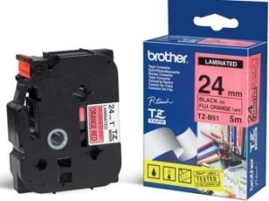 Obrázok pre výrobcu Brother - TZe-B51, signální oranžová / černá (24mm)