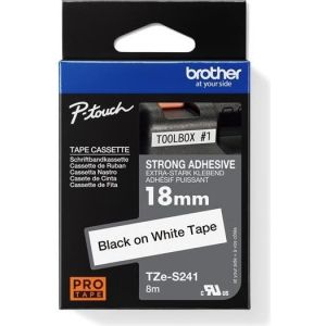 Obrázok pre výrobcu Brother - TZe-S241, bílá / černá (18mm, extr.adhezivní)