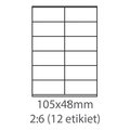 Obrázok pre výrobcu etikety ECODATA Samolepiace 105x48 univerzálne biele 12ks/A4 (100 listov A4/bal.)