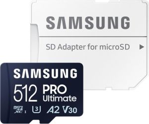 Obrázok pre výrobcu Samsung PRO Ultimate micro SDXC 512GB /200MBps/UHS-I U3 / Class 10/+ Adaptér/Modrá