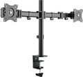 Obrázok pre výrobcu Polohovatelný držiak ULTRADESK SKELETON Double pre 2 monitory, 16KG, svorka a priechodka stola, 17"-30", 75x75/100x100, čierny