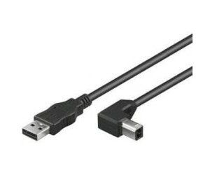 Obrázok pre výrobcu PremiumCord Kabel USB 2.0, A-B, 2m se zahnutým USB-B konektorem 90°