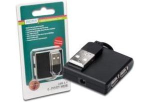 Obrázok pre výrobcu Digitus USB 2.0 hub, Vysokorychlostní rozbočovač, 4-porty, černý, bez napájecího zdroje