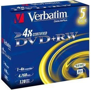 Obrázok pre výrobcu Verbatim DVD+RW(5-Pack)Jewel/4x/DLP/4.7GB
