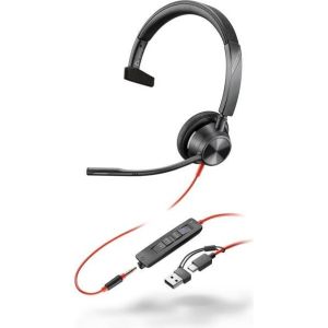 Obrázok pre výrobcu Monofónna náhlavná súprava Poly Blackwire 3315 MS USB-C/A + 3,5 mm jack
