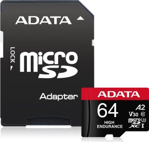 Obrázok pre výrobcu Adata High Endurance Micro SD /64GB/ UHS-I U3 / Class 10/+ Adaptér