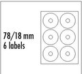 Obrázok pre výrobcu Logo etikety na CD 78/18mm, A4, matné, biele, 6 etikiet, 140g/m2, balené po 25 ks, pre atramentové a laserové tlačiarne