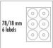 Obrázok pre výrobcu Logo etikety na CD 78/18mm, A4, matné, biele, 6 etikiet, 140g/m2, balené po 25 ks, pre atramentové a laserové tlačiarne