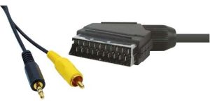 Obrázok pre výrobcu Kabel Scart M- Cinch + Jack (3,5mm) M, 1.5m, čierna