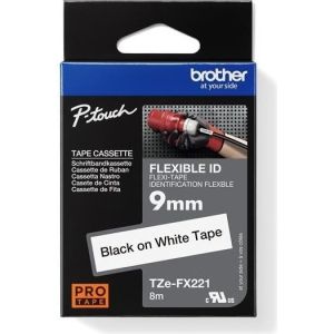 Obrázok pre výrobcu Brother TZE-FX221, čierny tlač/biely podklad, laminovaná, 8m, 9mm, flexibilná