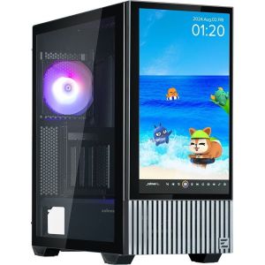 Obrázok pre výrobcu Zalman skříň Z10 DS / Middle Tower / 3x120mm fan / 2x USB 3.0 / USB-C / odnímatelný 15.6 displej / tvrzené sklo / černá