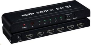 Obrázok pre výrobcu PREMIUMCORD HDMI prepínač 5:1 kovový s diaľkovým ovládaním a napájacím adaptérom