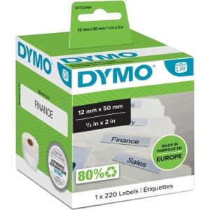 Obrázok pre výrobcu Dymo papierové štítky 50mm x 12mm, biele, na závesné poradače, 220 ks, 99017, S0722460