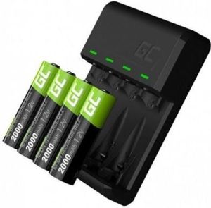 Obrázok pre výrobcu Green Cell nabíjačka batérií GRADGC01, na 4 ks AA, NiMH, nabíjanie samostatných článkov, vrátane 4ks batérií AA 2000mAh, 0.5W