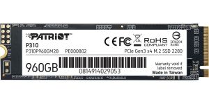 Obrázok pre výrobcu SSD 960GB PATRIOT P310 M.2 NVMe, Gen3x4