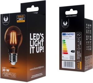 Obrázok pre výrobcu LED žárovka Forever E27 A60 4W COG gold teplá bílá (2200K)