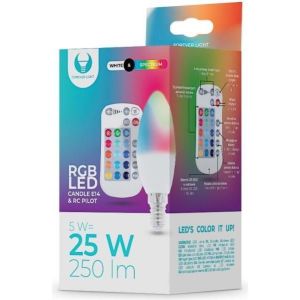Obrázok pre výrobcu LED žárovka Forever E14 C37 RGB 5W s dálkovým ovládáním bílá