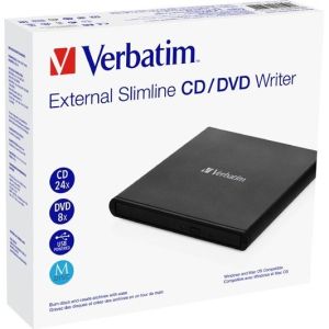 Obrázok pre výrobcu Verbatim externá CD/DVD mechanika, rýchlosť CD(24x) DVD (8x) technológia MDISC (tm)