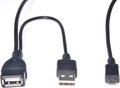 Obrázok pre výrobcu PremiumCord USB redukce kabel USB A/female+USB A/male - Micro USB/male OTG