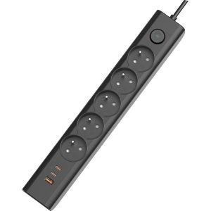 Obrázok pre výrobcu Viking síťová prodlužovací zásuvka YC53, 5x AC 230V, 1x USB-A, 2x USB-C, délka 1,5 m, černá
