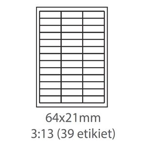 Obrázok pre výrobcu etikety ECODATA Samolepiace 64x21 univerzálne biele 39ks/A4 (100 listov A4/bal.)