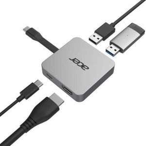 Obrázok pre výrobcu Acer 4in1 Type C dongle: 1x HDMI (až 4K@30Hz), 2x USB3.2 (5Gbps Data Transfer), 1x USB-C (Power Delivery max. 100W)