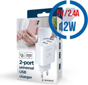 Obrázok pre výrobcu GEMBIRD TA-UC-2A12-01, Nabíjačka, 2x USB-A, 12W