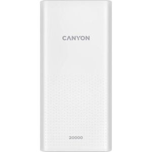 Obrázok pre výrobcu Canyon PB-2001, Powerbank, Li-Pol, 20.000 mAh, Vstup: 1x Micro-USB, 1x USB-C, Výstup: 2x USB-A, biela