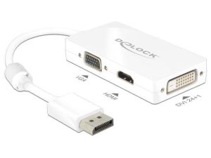 Obrázok pre výrobcu Delock adadptér Displayport 1.1 samec > VGA / HDMI / DVI samice Passive biely