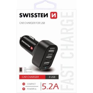 Obrázok pre výrobcu Adaptér do auta SWISSTEN 26W, 3 porty, USB-A