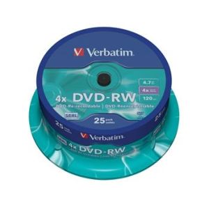 Obrázok pre výrobcu Verbatim DVD-RW (25-pack)Spindle/4x/4.7GB
