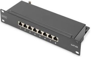 Obrázok pre výrobcu DIGITUS Patch panel CAT 6A, stíněný, 8portový 1U, 10 "montáž do stojanu, černá RAL 9005