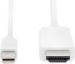 Obrázok pre výrobcu ASM AK-340304-020-W Cable Displayport 1.2 4K 60Hz UHD Type miniDP/HDMI A M/M white 2m