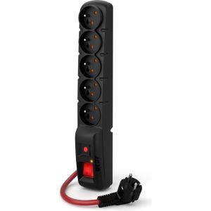 Obrázok pre výrobcu Acar F5 10m kabel, 5 zásuvek, přepěťová ochrana, max.proud 16A, černý