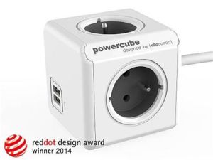Obrázok pre výrobcu Zásuvka prodluž. PowerCube EXTENDED USB, Grey, 4 rozbočka, 2x USB, kabel 3m