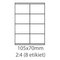 Obrázok pre výrobcu etikety ECODATA Samolepiace 105x70 univerzálne biele 8ks/A4 (100 listov A4/bal.)