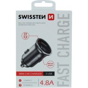 Obrázok pre výrobcu Adaptér do auta SWISSTEN 24W, 2 porty, USB-A