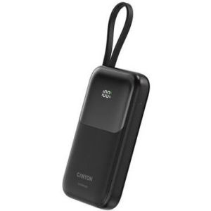 Obrázok pre výrobcu Canyon OnPower 101, Powerbank, 10.000 mAh, displej, in: USB-C, out: USB-A, QC 3.0/USB-C, PD 22,5W, integ. káb..