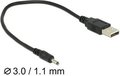 Obrázok pre výrobcu Delock Cable USB Type-A Plug Power > DC 3.0 x 1.1 mm male 27 cm