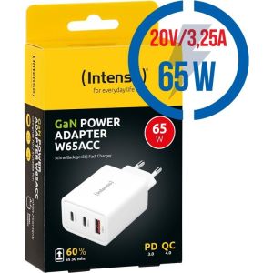 Obrázok pre výrobcu INTENSO W65AC GaN, 3x USBAC, Nabíjačka, 65W, biela
