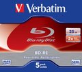 Obrázok pre výrobcu Verbatim Blu-ray BD-RE [ Jewel Case 5 | 25GB | 2x | WHITE BLUE SURFACE HARD COAT