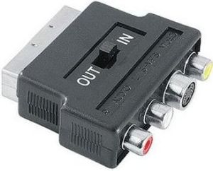 Obrázok pre výrobcu Audio/video Redukcia, SCART M-Cinch 3x M + S-video F, 0, čierna, Logo, prepínač in/out